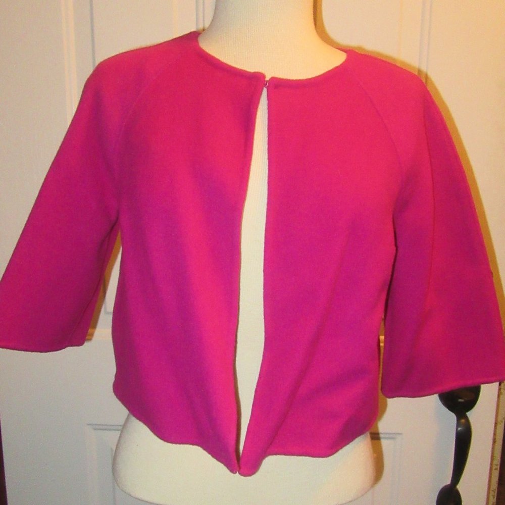 Vintage Victor Alfaro Brushed Wool Bright Barbie Pink Cropped Bolero Jacket Sz 4